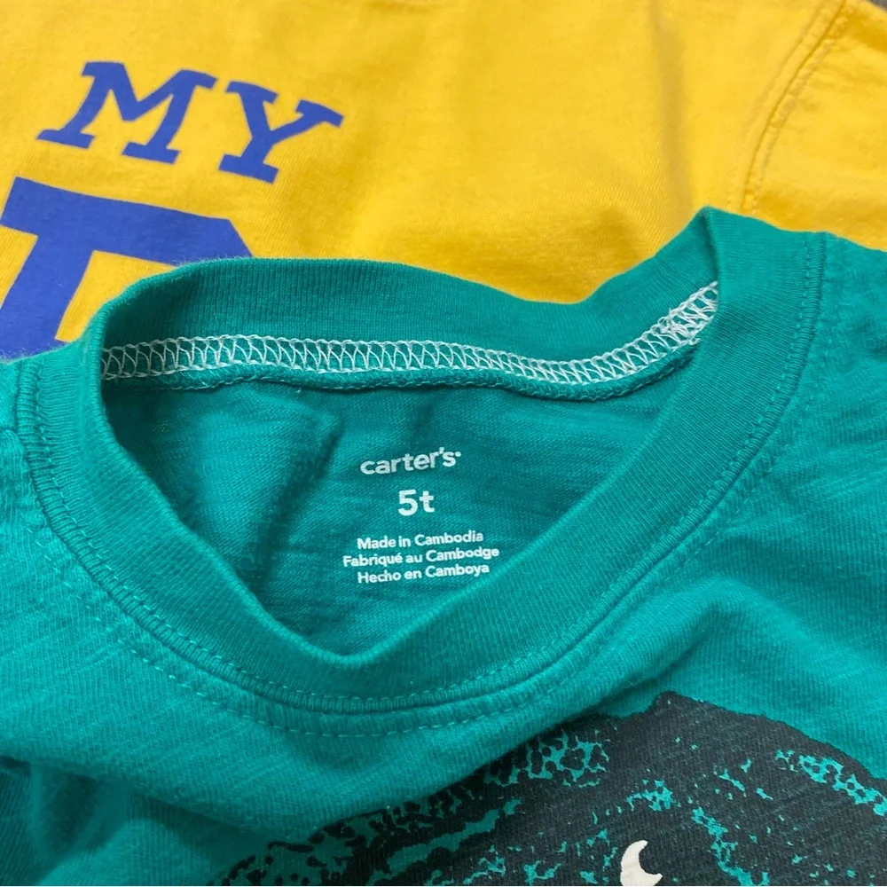 Carters Lot Of 3‎ Teal Dinosaur Graphic Kids T-Shirt Size 5T